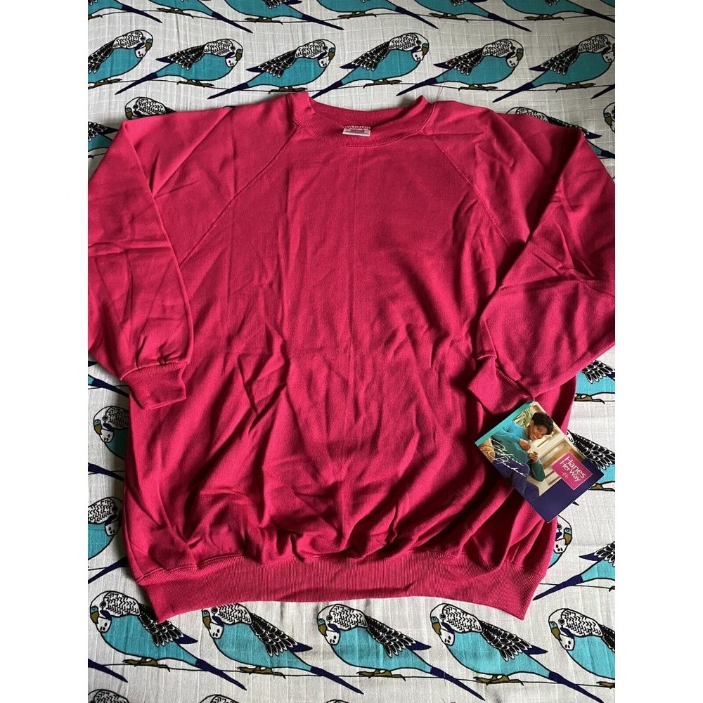 Deadstock 1992 Hanes Her Way Vintage Crewneck Sweatshirt Bright Pink 2X
